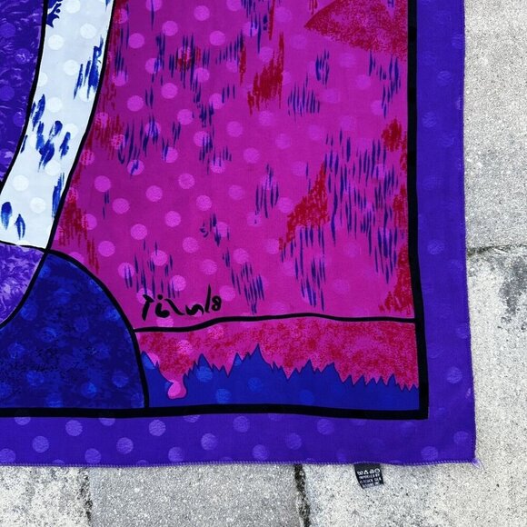 Signed PICASSO Silk Scarf 34” Abstract Figure Large Square - Picture 2 of 4